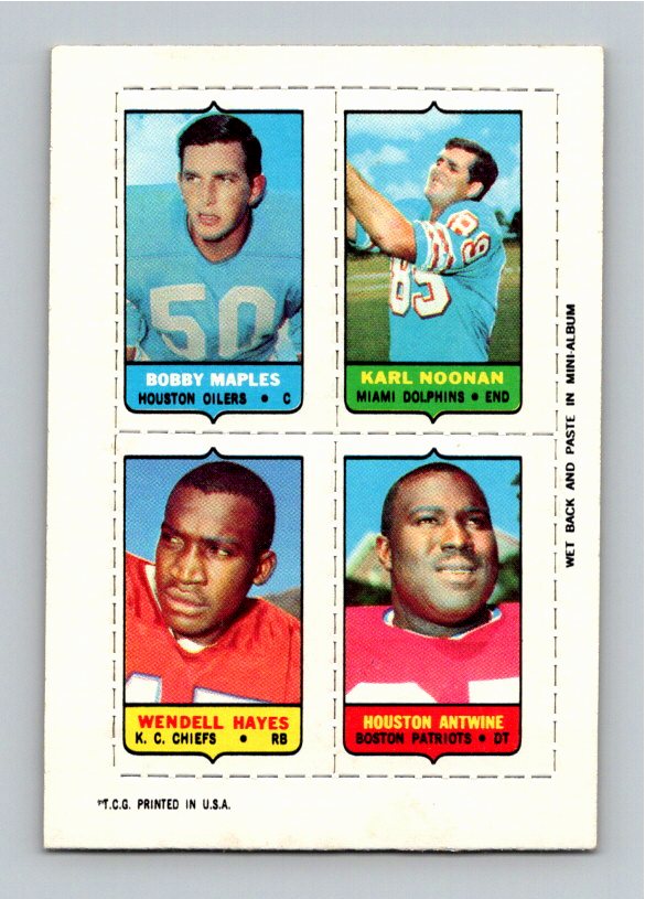 1969 Topps Hayes Noonan Maples Antwine Four-in-One Singles