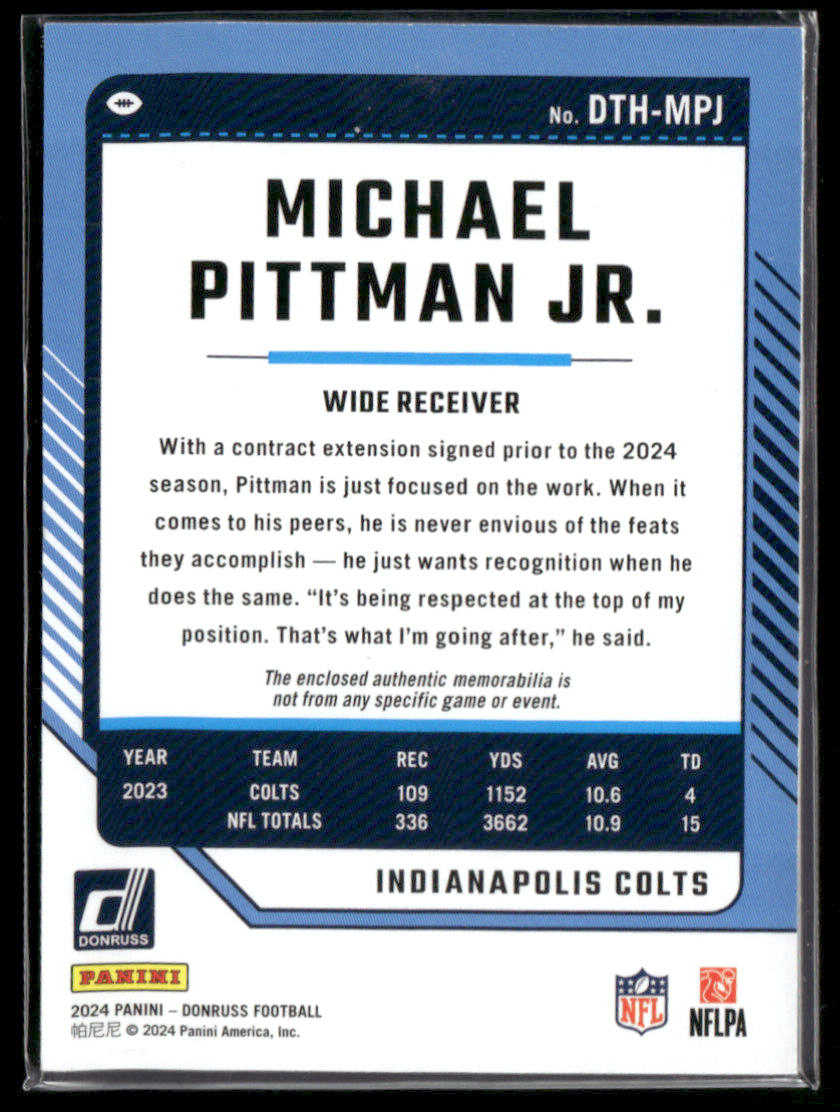 2024 Donruss Threads Michael Pittman Jr. #DTH-MPJ Patch