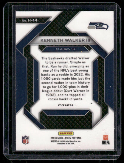 2023 Panini Prizm Kenneth Walker III #H-14 Green Velocity