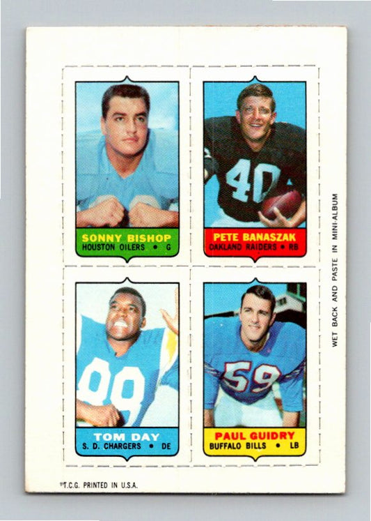 1969 Topps Pete Banaszak Tom Day Sonny Bishop Paul Guidry Four-in-One