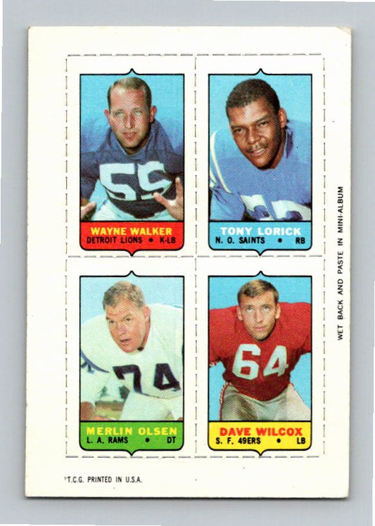 1969 Topps Dave Wilcox Merlin Olsen Wayne Walker Tony Lorick Four-In-One