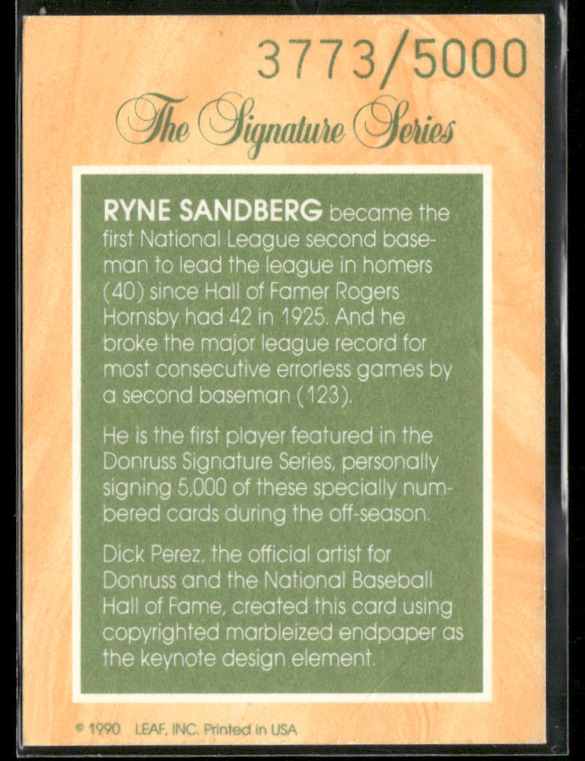 1991 Donruss Signature Series Ryne Sandberg Autograph 3773/5000