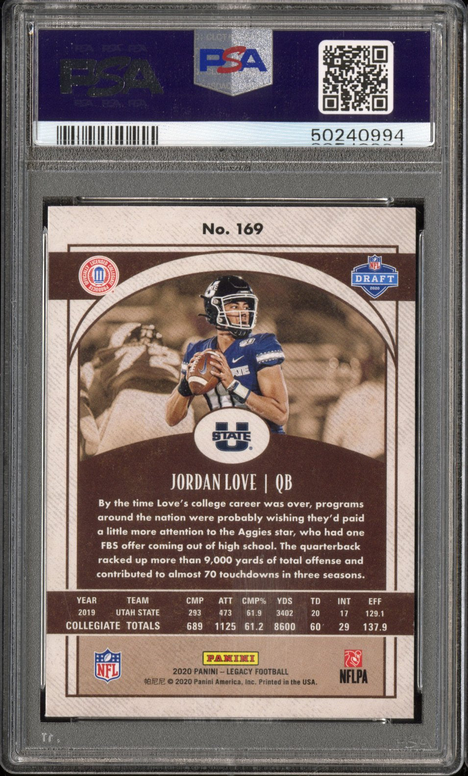 2020 Panini Legacy Jordan Love #169 PSA 9