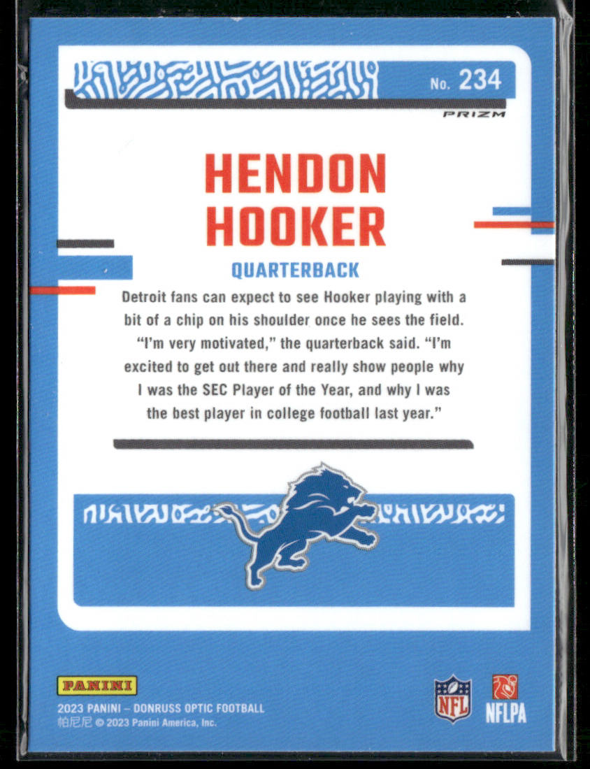 2023 Panini Hendon Hooker #234 Rated Rookie