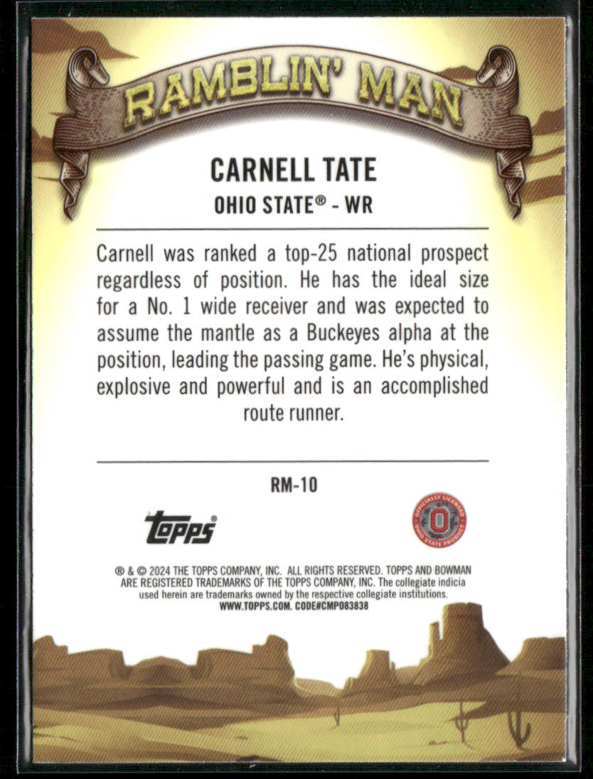 2024 Bowman Chrome University Carnell Tate #RM-10