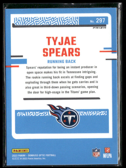 2023 Panini Donruss Optic Tyjae Spears #297 Purple Shock Rated Rookie