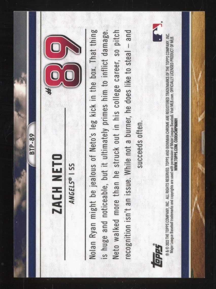 2023 Bowman Zach Neto #BTP-89 Red 2/5