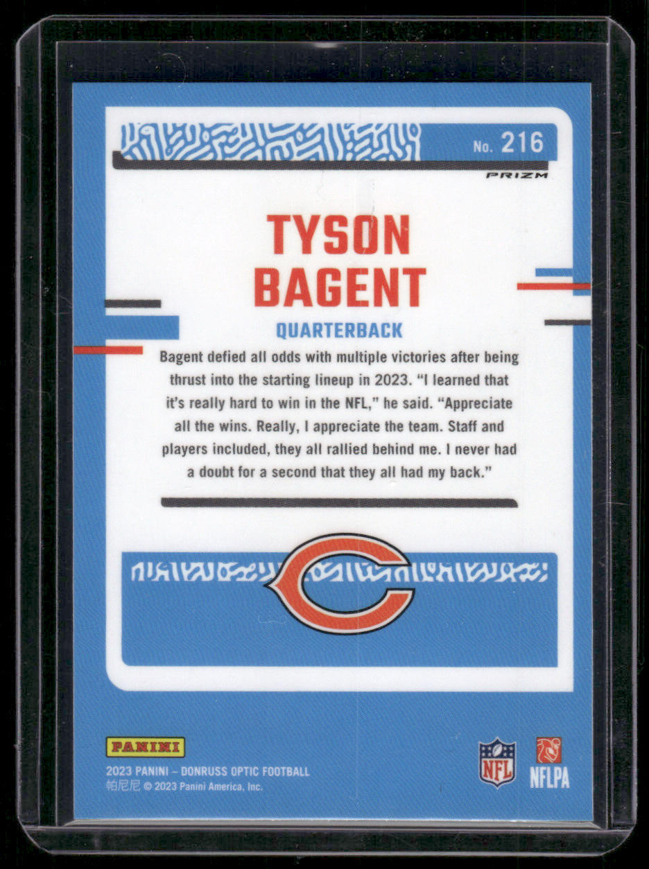 2023 Panini Donruss Optic Tyson Bagent #216 Blue Hyper Prizm Rated Rookie