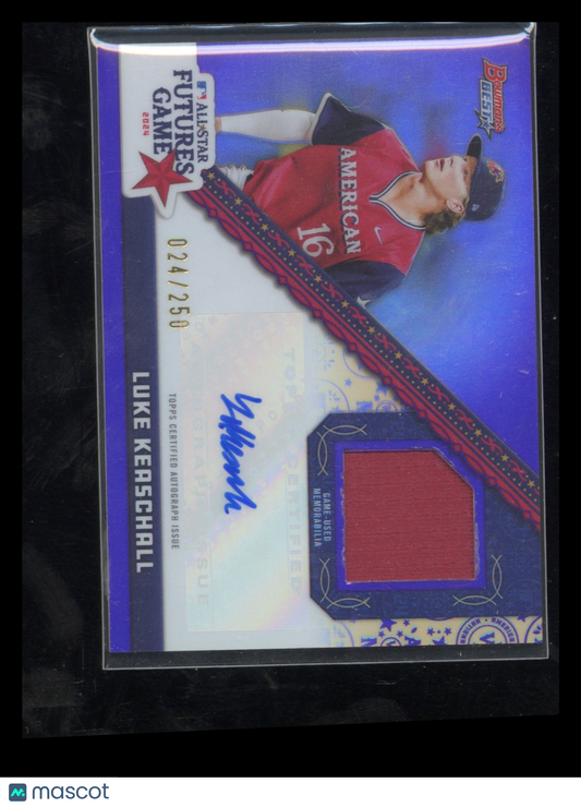 2024 Bowman's Best Luke Keaschall #FGR-LK Purple Futures Game Relic Auto 024/250