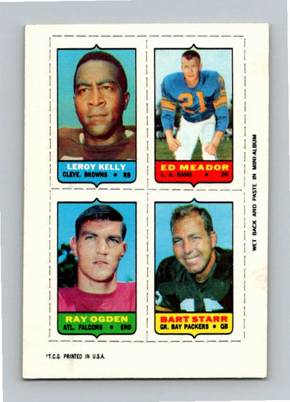 1969 Topps Ray Ogden Ed Meador Bart Starr Leroy Kelly Four-in-One