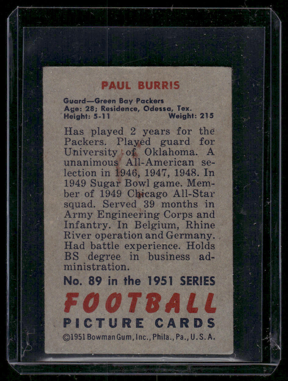 1951 Bowman Paul Burris #89