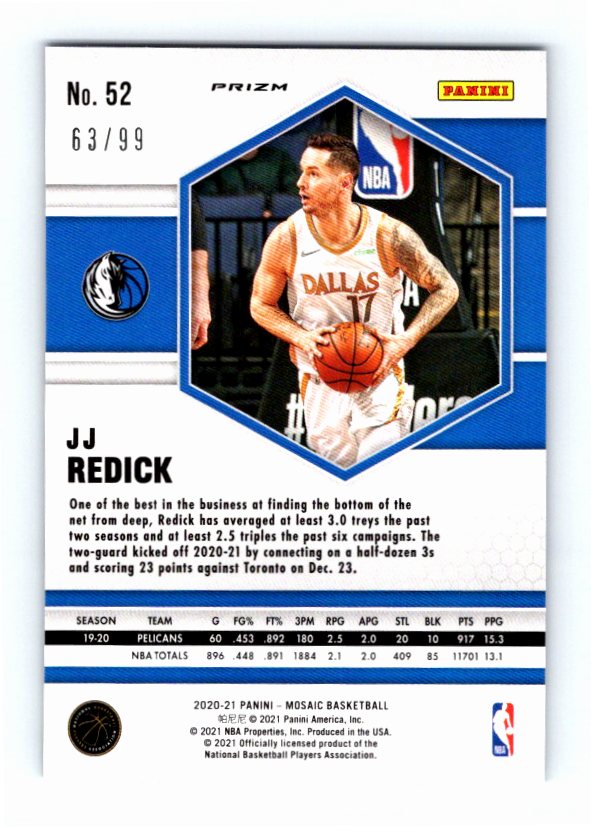 2020 Panini Mosaic JJ Redick #52 Blue Mozaic /99