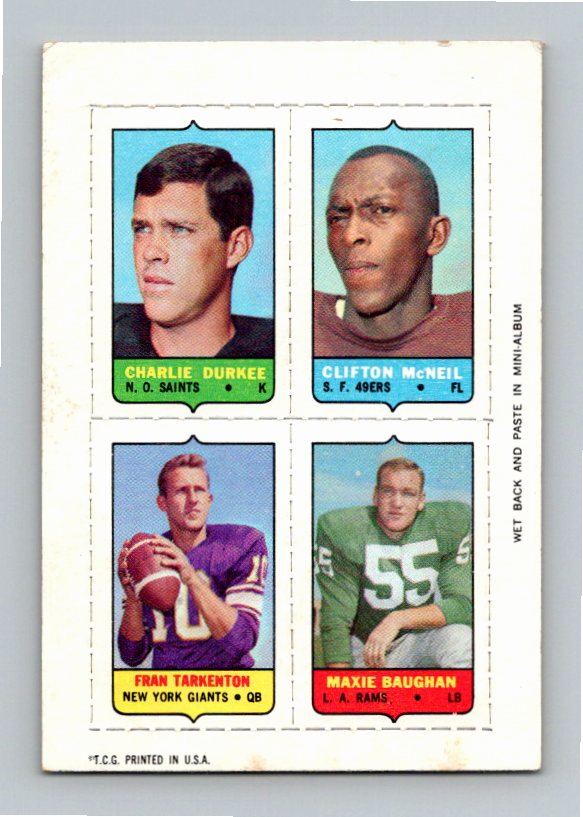 1969 Topps Tarkenton Durkee Baughan McNeil Four-in-One