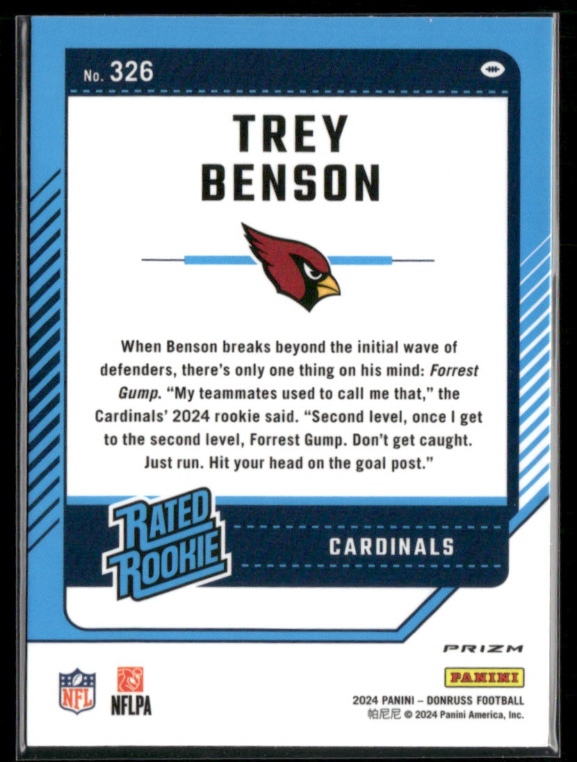 2024 Panini Trey Benson #326 Red Pandora Rated Rookie