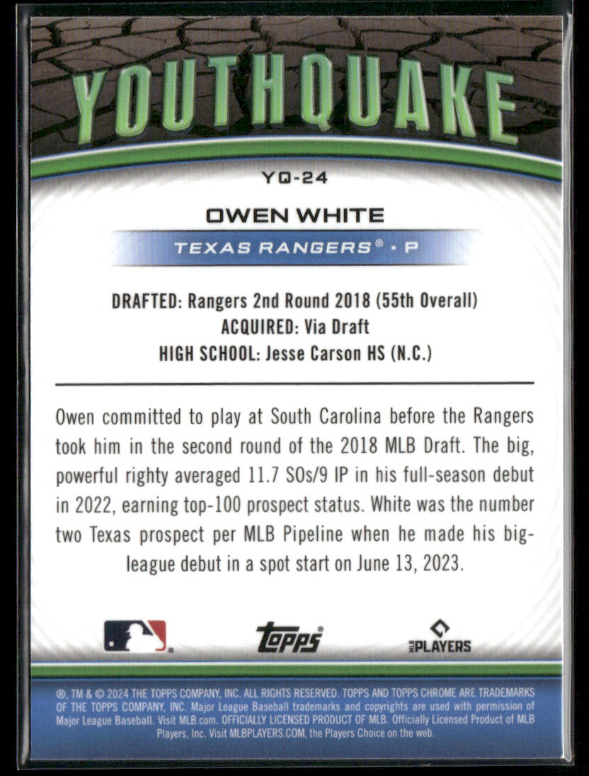 2024 Topps Chrome Owen White #YQ-24 Youthquake Rookie