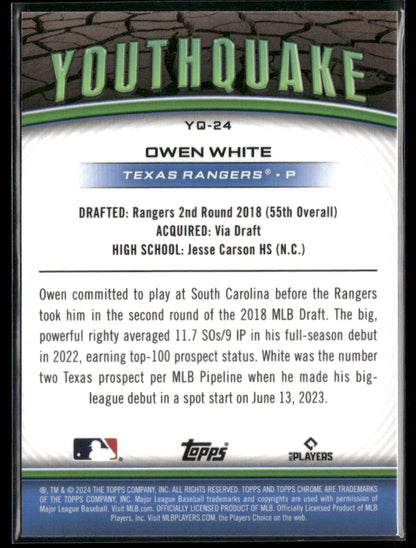 2024 Topps Chrome Owen White #YQ-24 Youthquake Rookie