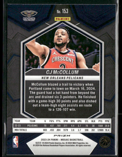 2023-24 Panini Mosaic CJ McCollum #153 Green Prizm