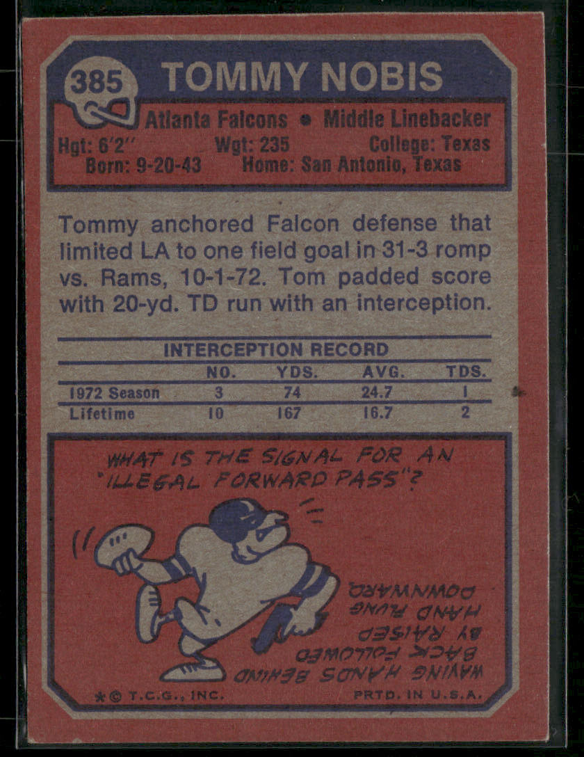 1973 Topps Tommy Nobis #385