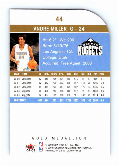 2004 Fleer Andre Miller #44 Gold Medallion