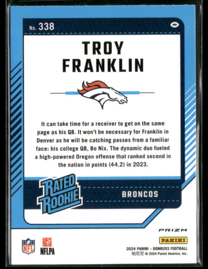 2024 Panini Prizm Troy Franklin #338 Red Pandora Rated Rookie