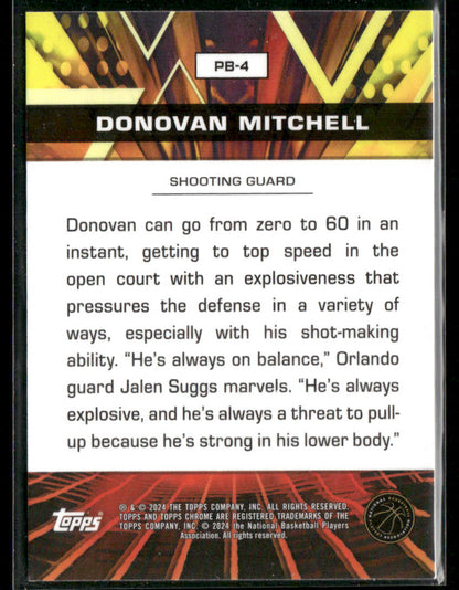 2023-24 Topps Chrome Donovan Mitchell #PB-4 Green Refractor Power Boosters