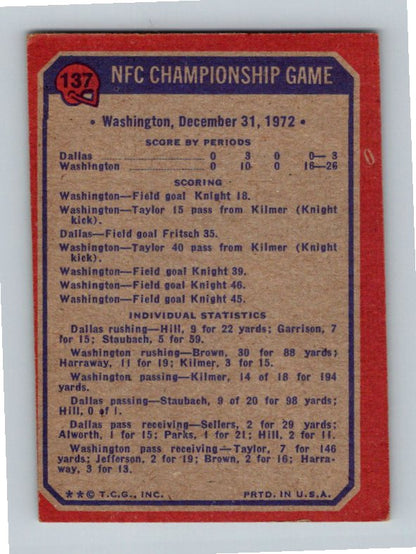 1973 Topps 1972 NFC Championship Game CCG #137