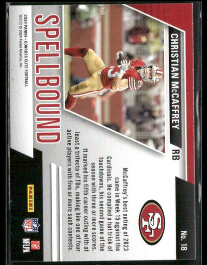 2024 Panini Elite Christian McCaffrey #18 Spellbound “R” Green