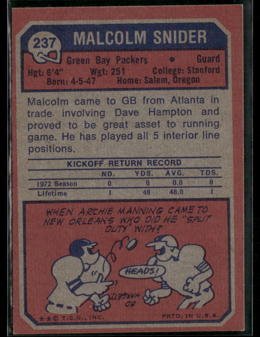 1973 Topps Malcolm Snider #237