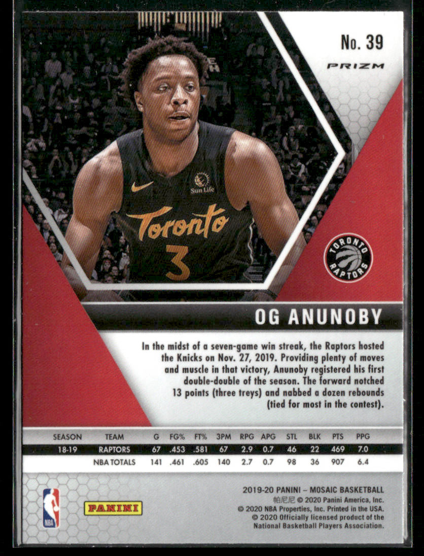 2019 Panini Mosaic OG Anunoby #39 Genesis Short Print