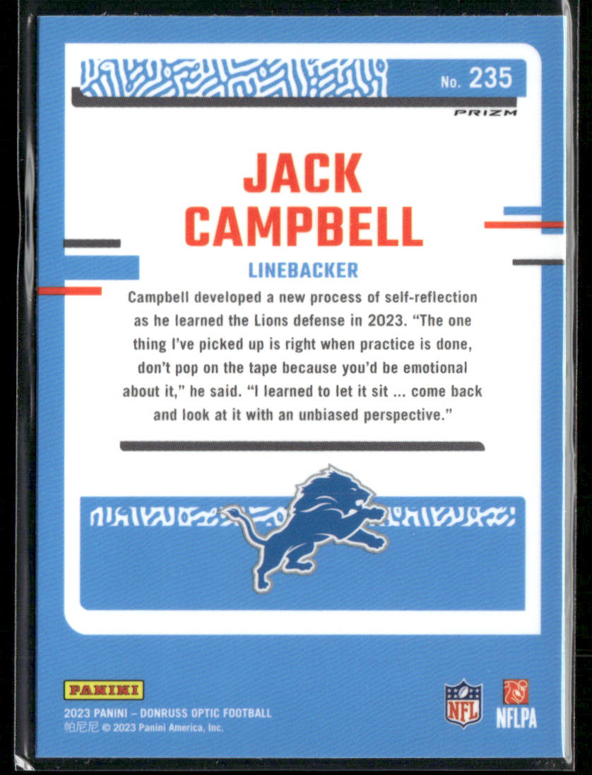 2023 Panini Jack Campbell #235 Pink Rated Rookie