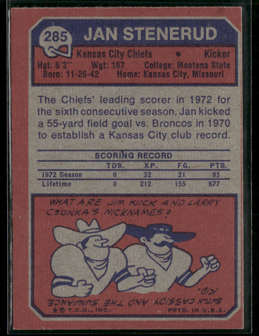 1973 Topps Jan Stenerud #285