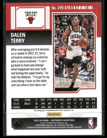 2023-24 Panini Contenders Dalen Terry #VTR-DTB Autograph