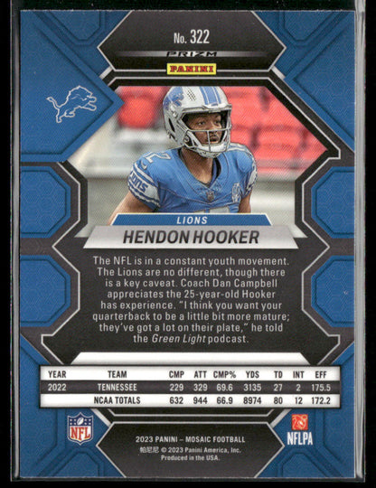 2023 Panini Mosaic Hendon Hooker #322 Silver Rookie