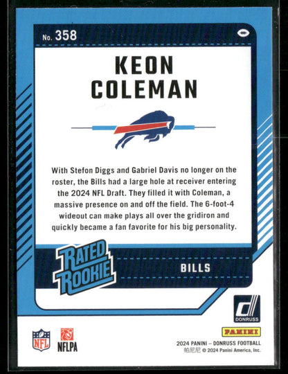 2024 Donruss Keon Coleman #358 Rated Rookie