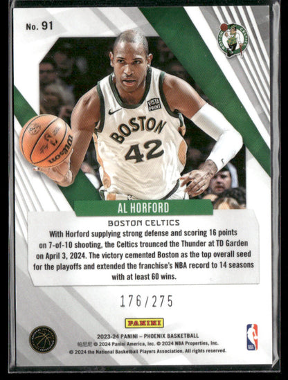 2023 Panini Phoenix Al Horford #91 Maroon Ice /275