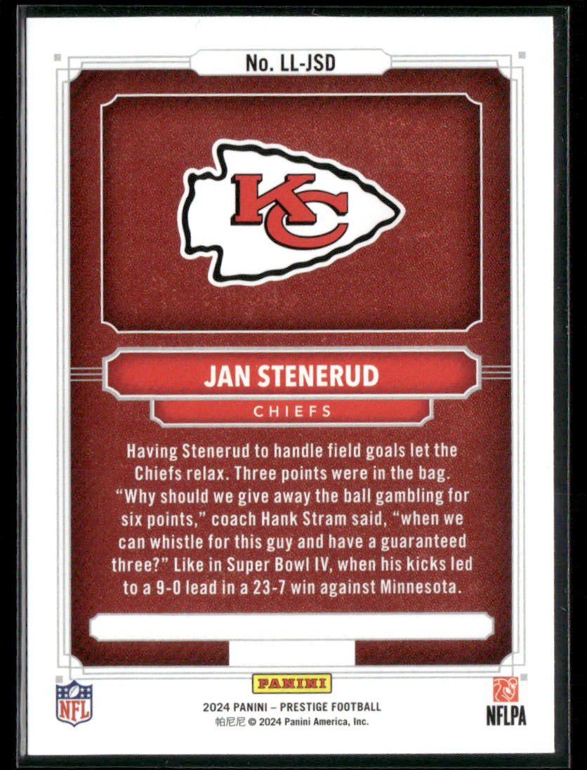 2024 Panini Prestige Jan Stenerud #3 Living Legends Silver Prizm