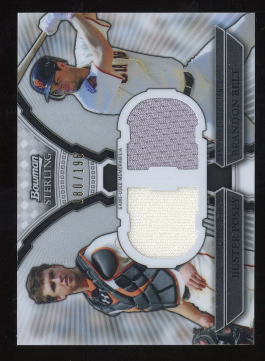 2011 Topps Bowman Sterling Buster Posey Brandon Belt #DRB-PB Dual Relics 80/196