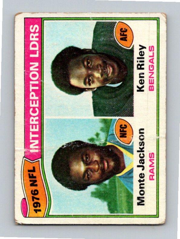 1977 Topps 1976 NFL Interception Leaders (Monte Jackson / Ken Riley) LL #5