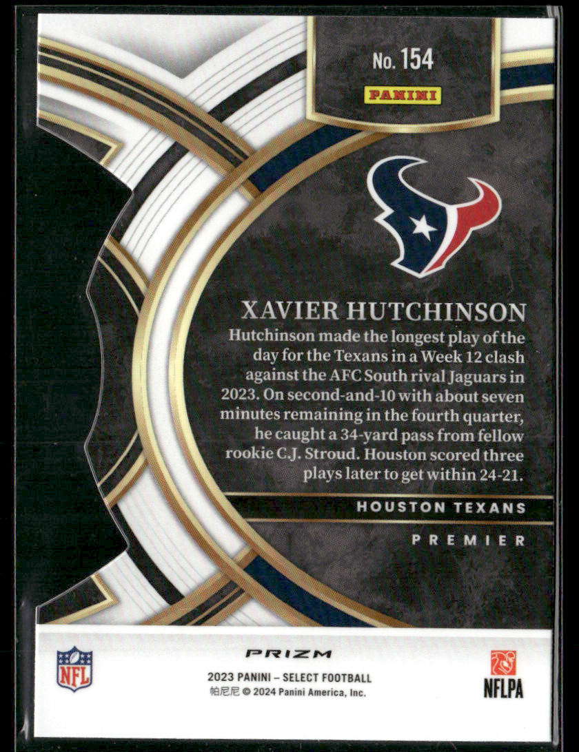 2023 Panini Select Xavier Hutchinson #154 Premier Prizm RC