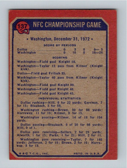 1973 Topps 1972 NFC Championship Game CCG #137