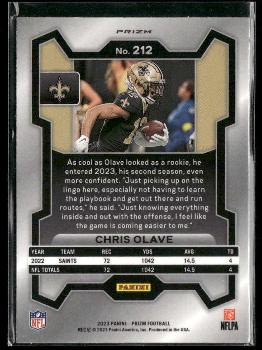 2023 Panini Prizm Chris Olave #212 Silver Prizm