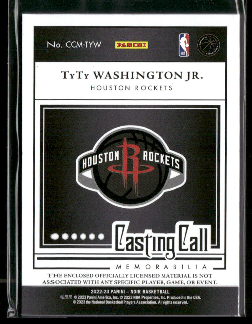 2022-23 Panini Noir TyTy Washington Jr. #CCM-TYW Casting Call /49 Relic