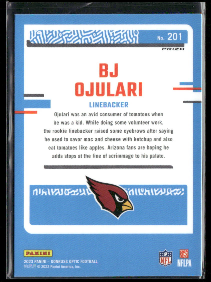 2023 Panini Donruss Optic Football BJ Ojulari #201 Blue Hyper