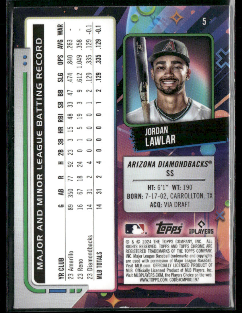 2024 Topps Chrome Cosmic Jordan Lawlar #5 Rookie