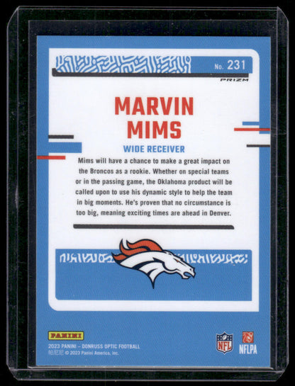 2023 Panini Donruss Optic Marvin Mims #231 Holo Prizm Rated Rookie