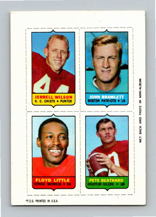 1969 Topps John Bramlett Jerrell Wilson Floyd Little Pete Beathard Four-in-One