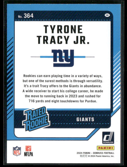 2024 Donruss Tyrone Tracy Jr. #364 Rated Rookie