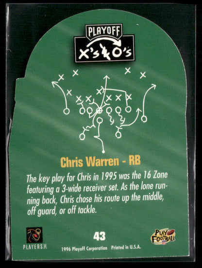 1996 Playoff X's and O's Chris Warren #42 Die Cut