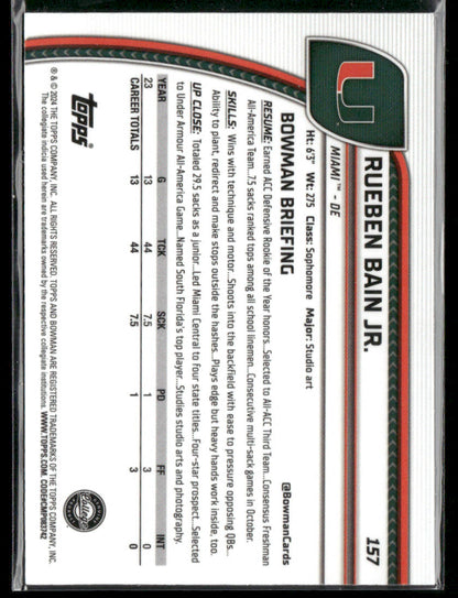 2024 Bowman Chrome University RUEBEN BAIN JR. #157