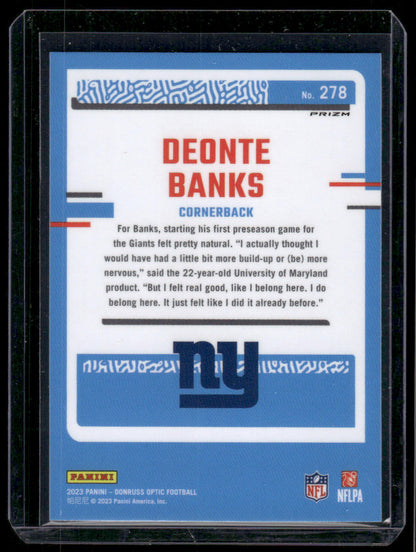 2023 Panini Donruss Optic Deonte Banks #278 Holo Prizm Rated Rookie